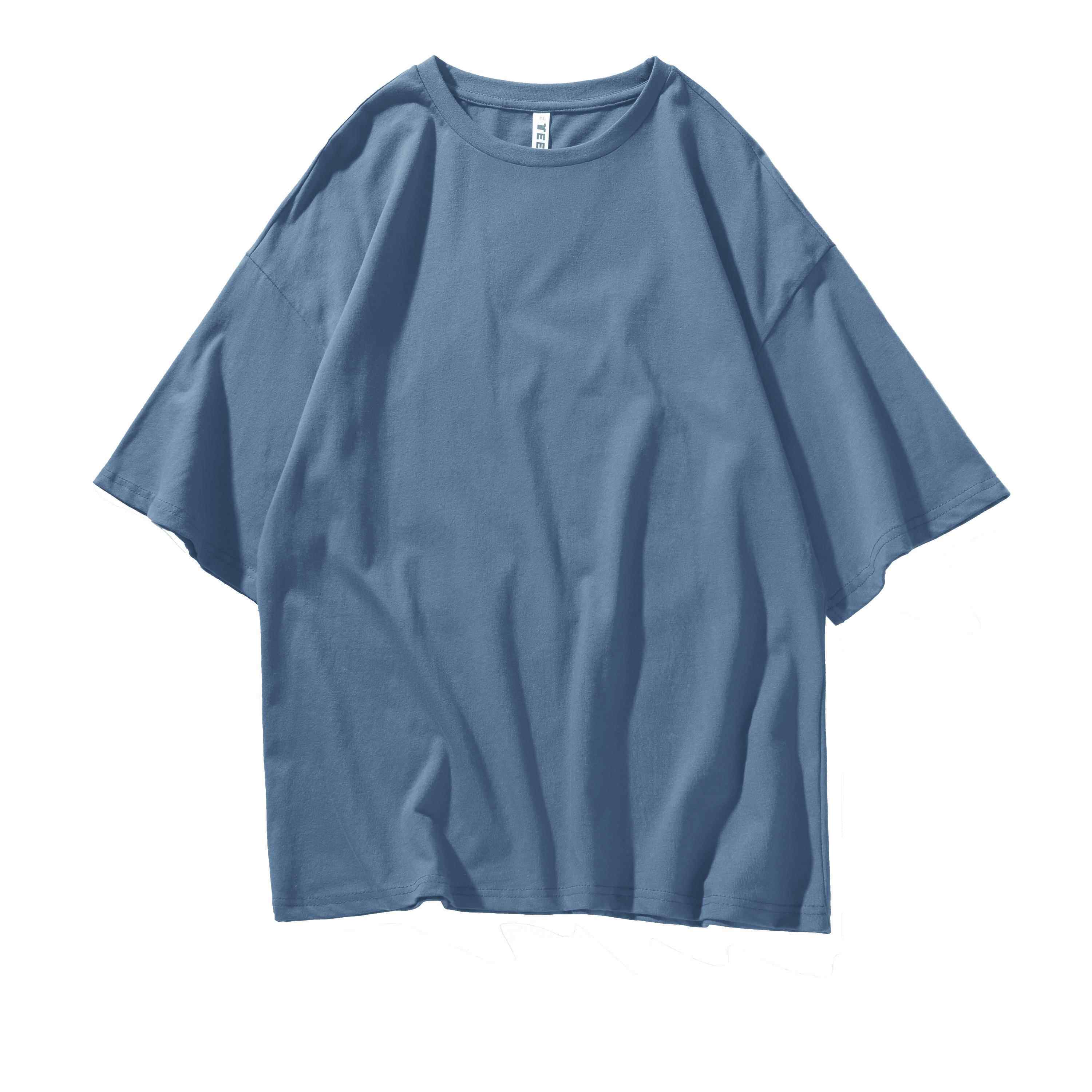 高档五分T女定制印logo松宽工作服diy字印落肩订制夏季半袖上恤衣