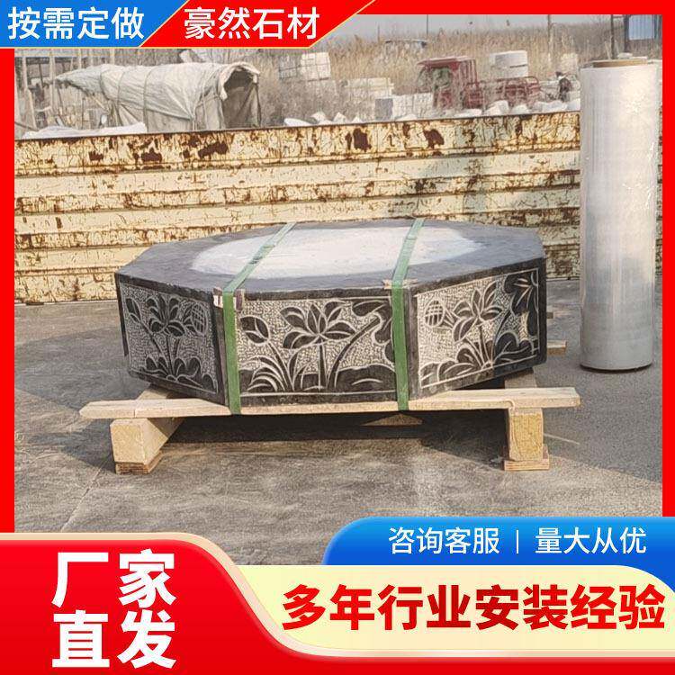 青石柱墩底座石墩子挡车石中式门口柱子脚柱顶石空心实心石头圆墩