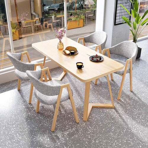 餐桌家长方形简约现代奶茶店咖啡厅接待桌椅组合出租房餐桌