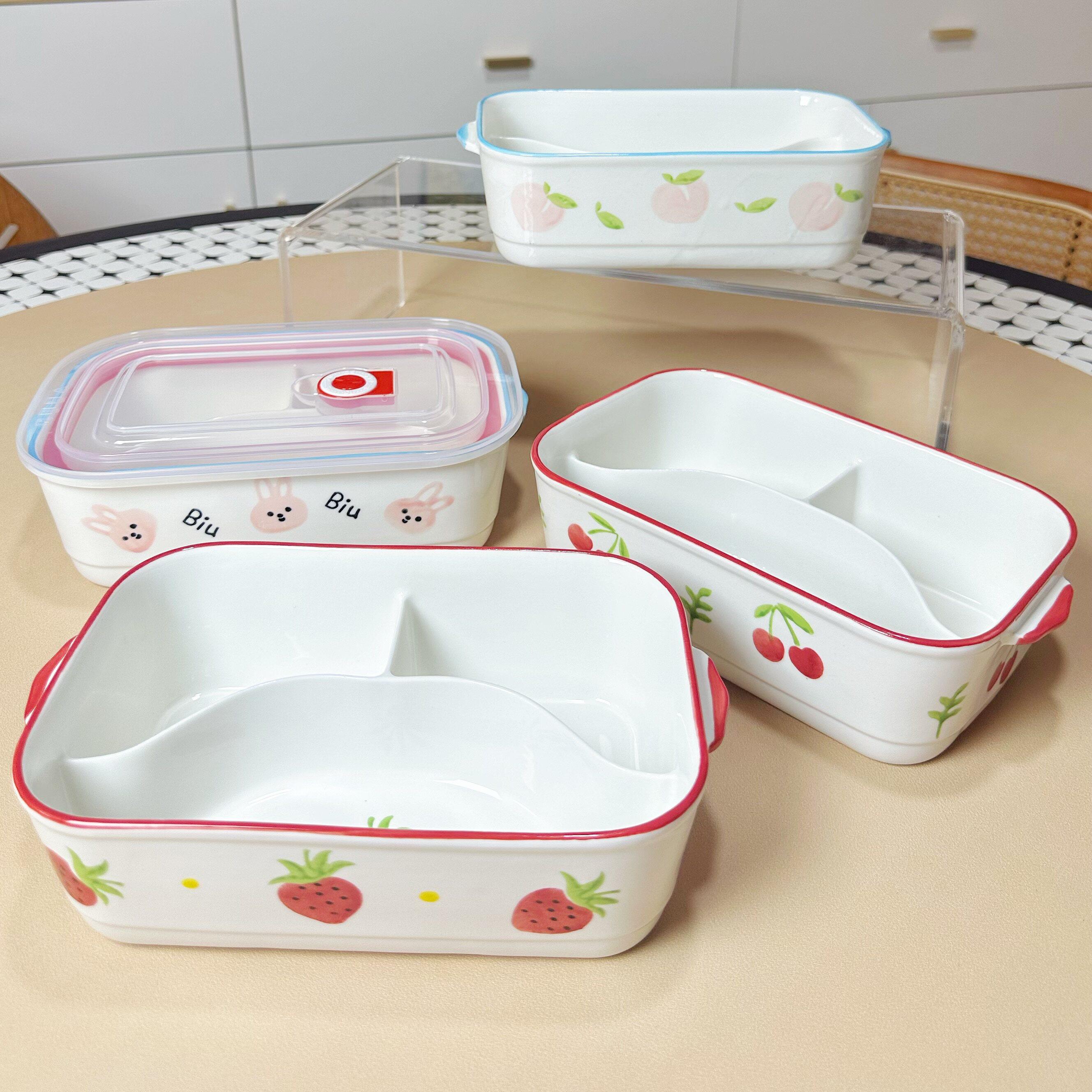 陶瓷饭盒带盖打饭碗保鲜碗密封学生上班族食堂打包便当盒微波炉