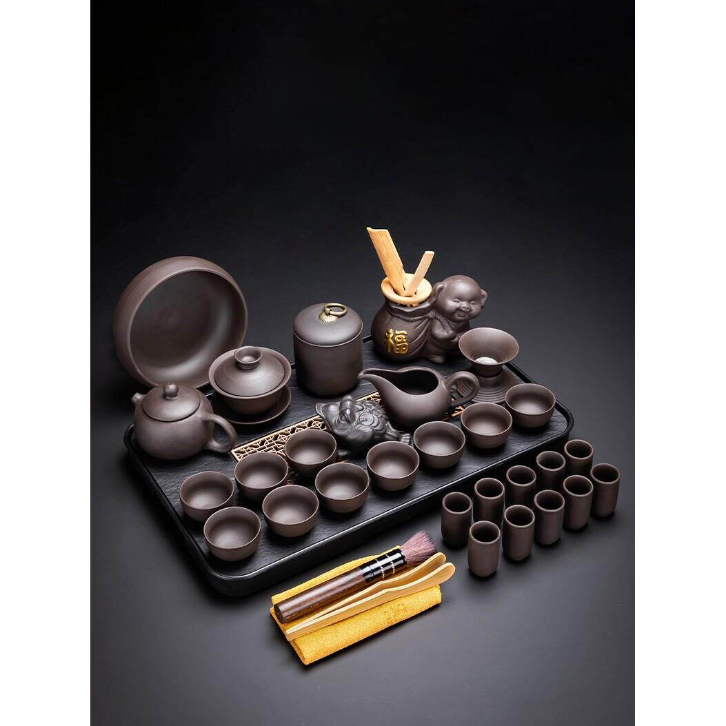 景德镇紫砂功夫茶具套装家用客厅陶瓷茶杯中式简约办公室会客茶壶