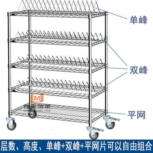SMT物料架料盘架镀铬架电阻电容货架贴片料架防静电物料车单双峰