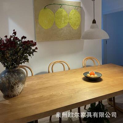 北欧实木餐桌椅组合家用OE1019-1长形比饭餐桌原方木书桌白蜡木莫