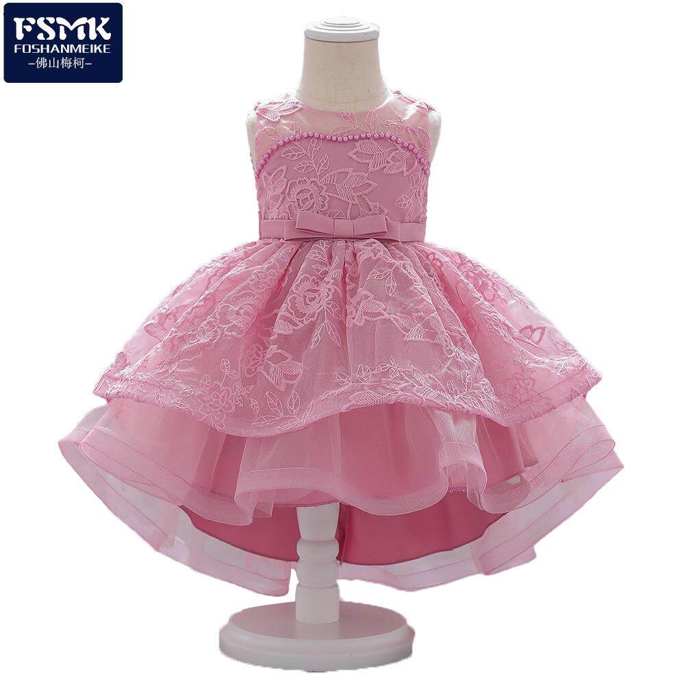 children童装儿童礼服裙 -岁婴幼儿钉珠拖尾女童公主裙儿童婚纱定