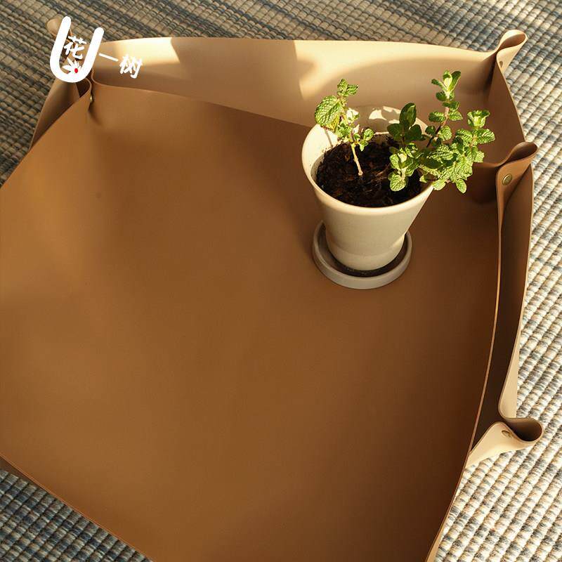 U花 便携卷式正方形园艺地垫家用阳台种花换土防水多肉换盆栽垫子