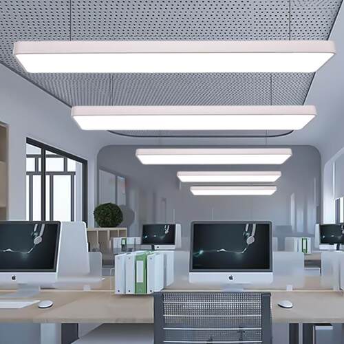 简约长条型形LED办公室圆角吊灯造型灯吊线灯吸顶灯商业照明
