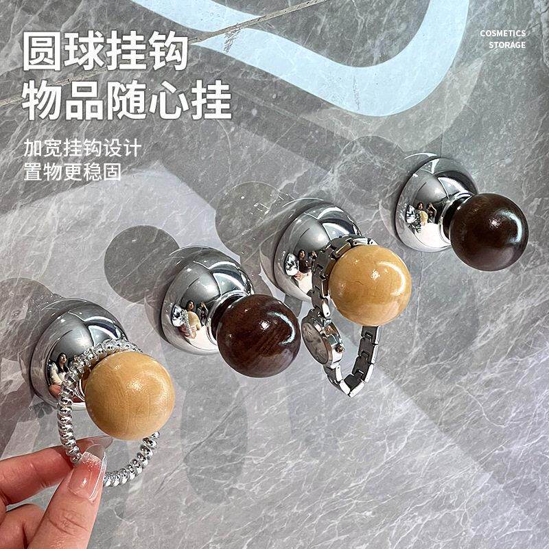 实木吸盘挂钩旋转免打孔玄关门后挂衣钩卫生间强承重无痕浴室粘钩