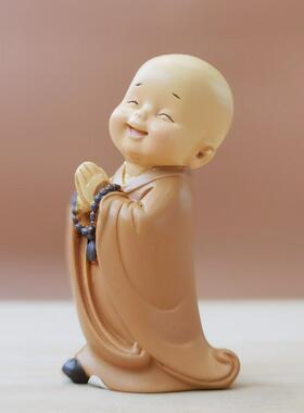 中式禅意小和尚茶桌摆件茶宠配件装饰品茶台茶几办公室桌面小摆设
