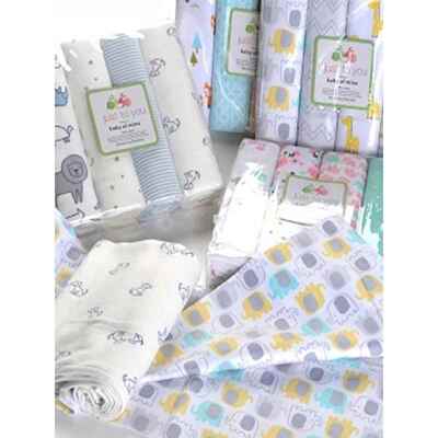 4Pcs76*76cm Muslin 100% Cotton Flannel Baby Swaddles Soft
