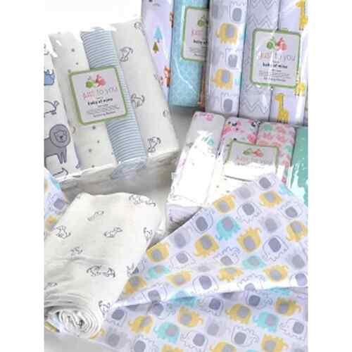 4Pcs76*76cm Muslin 100% Cotton Flannel Baby Swaddles Soft