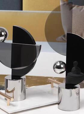 ALI71130奢风高水晶几何轻家摆件居饰品客档厅电视柜抽象软装艺术