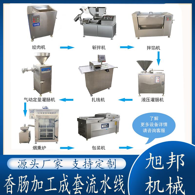 香肠机加工全套设备 肉肠加工熏制生产线 腊肠蛋白肠衣成套流水线