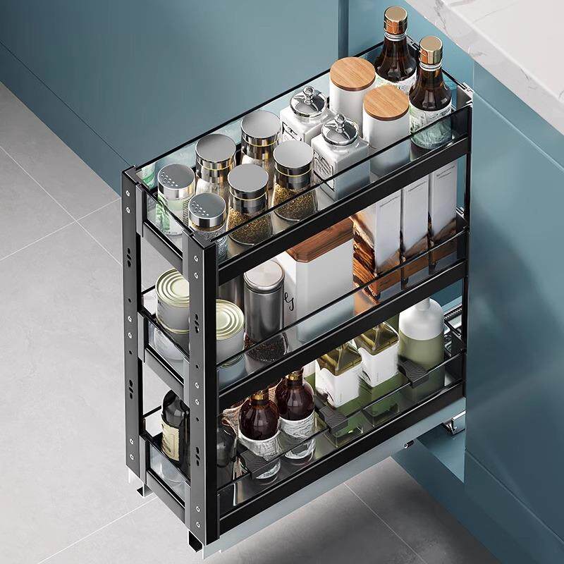 厨房调料拉篮橱柜小尺寸窄柜抽屉式极窄柜内调味抽拉式置物架收纳