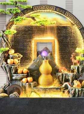 大型假山流水幕墙喷泉落地摆件客厅屏风鱼池景观装饰乔迁开业礼品