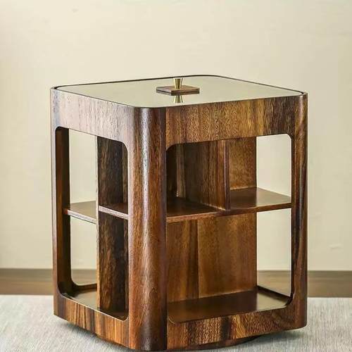 中胡桃木物旋转玲珑阁展家用桌面置物A1架古玩储架茶式道收纳架示