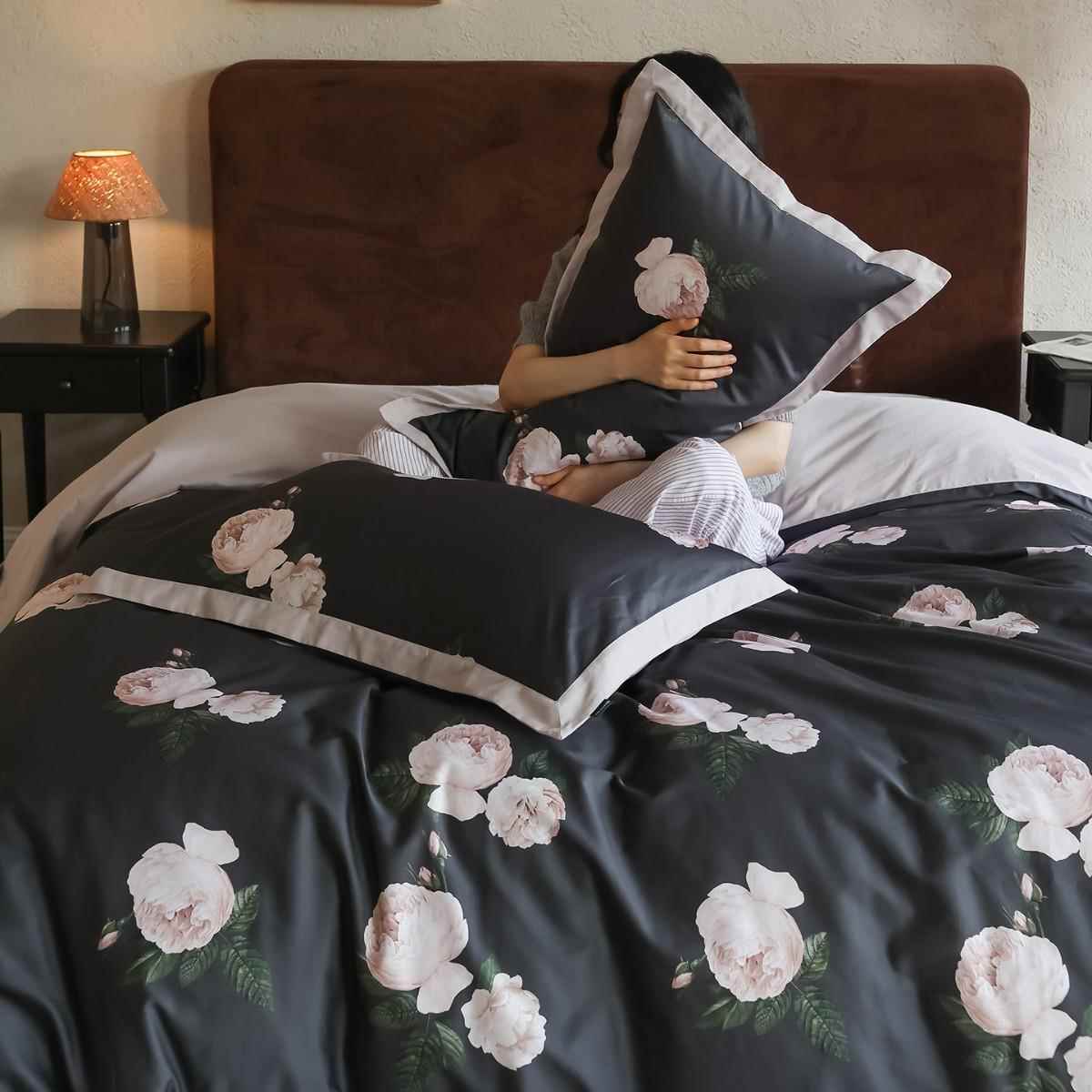 现代艺术全棉磨毛四件套100S高支纯棉被套床单加厚保暖秋冬季床品