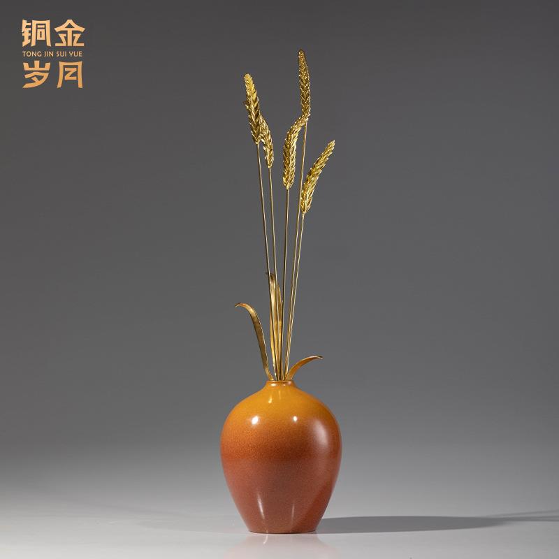 铜金岁月岁XWT岁平安铜黄礼饰麦穗摆件仿真黄铜麦穗装乔迁开业送