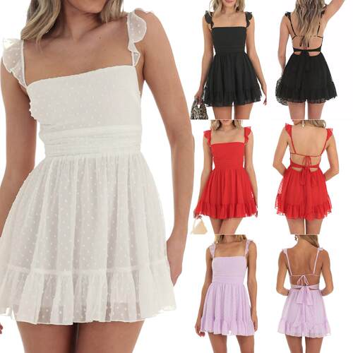 Women Sleeveless Mini Dress Casual Summer Striped/Floral
