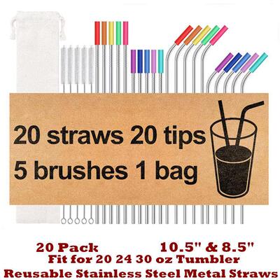 Reusable Stainless Steel Metal Drinking Straws Tumbler