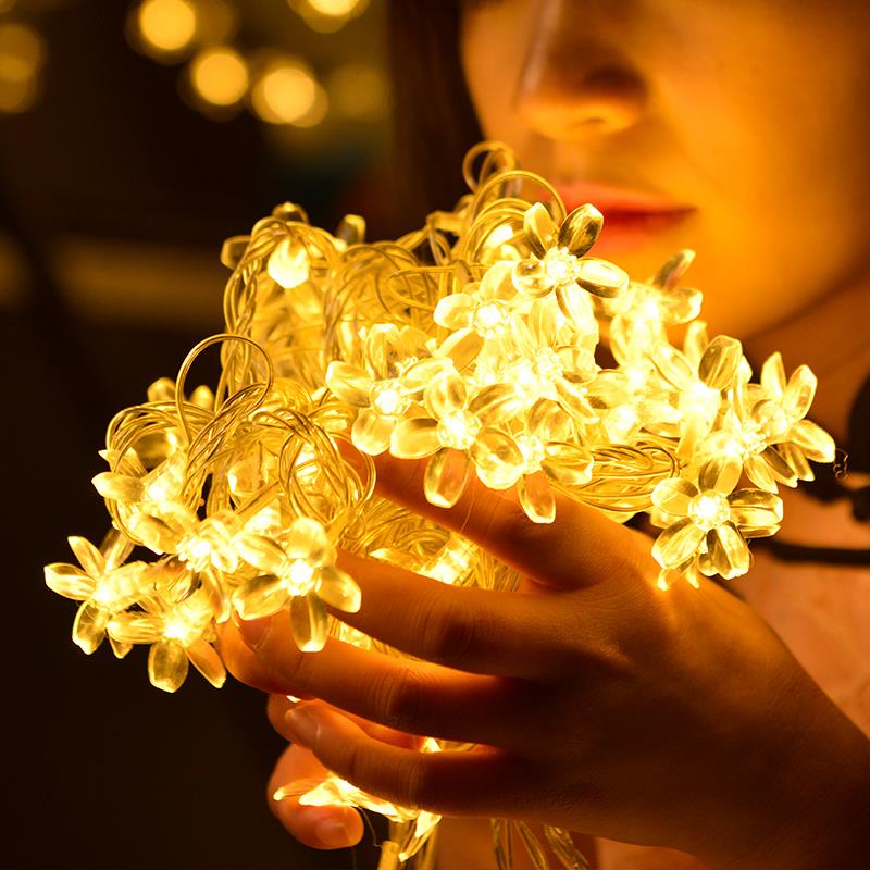 太阳能led灯串樱花灯串户外庭院防水花朵装饰灯圣诞节灯绕树串灯