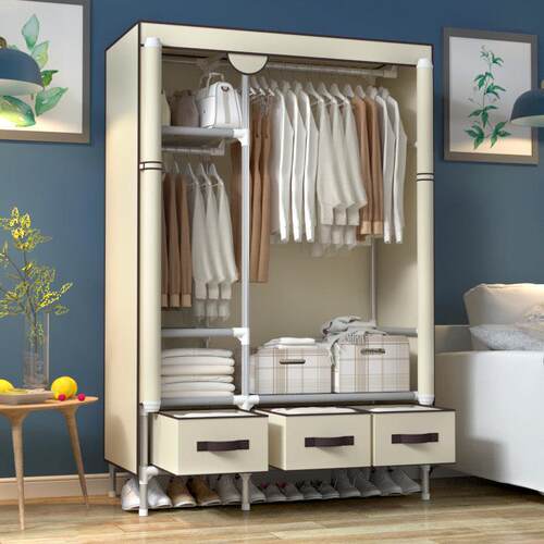 衣柜简易布衣柜单人钢管加粗加固加厚布艺简约现代多挂衣架全钢小