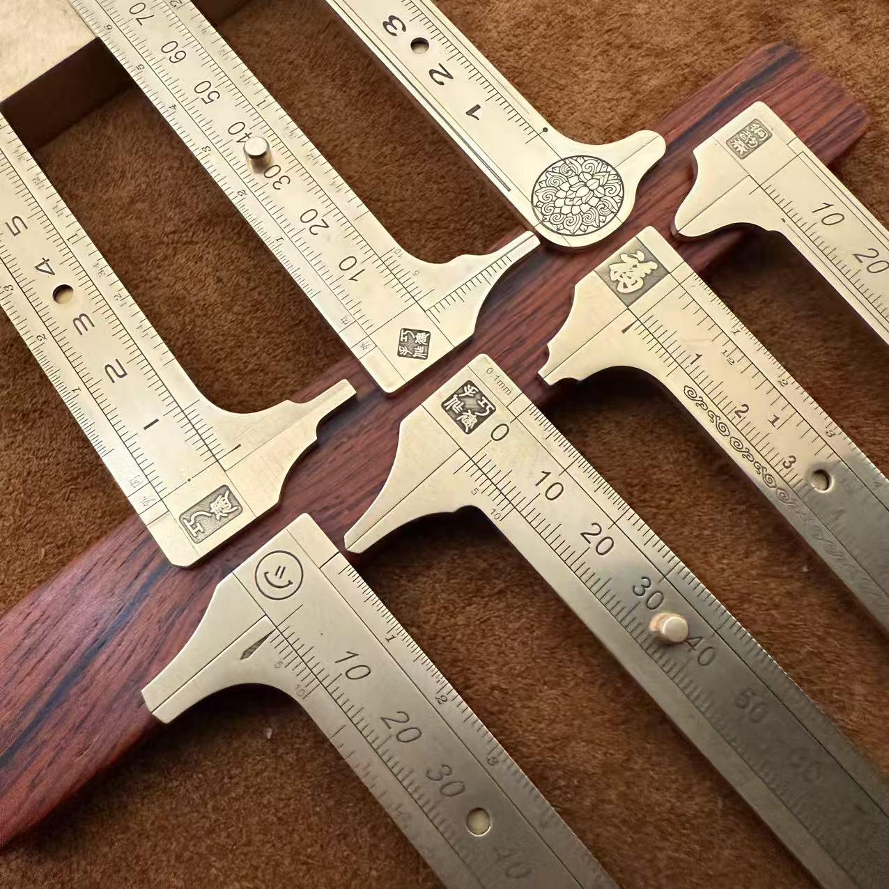 游标卡尺高精度小型迷你双刻度测量工具可携式复古黄铜小卡尺子