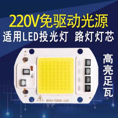 免驱动50W集成LED白光80W100W路射灯投光灯泡灯芯片220V灯板