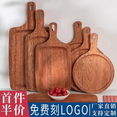 圆形实木质日式长方形板披萨托 托盘面 面包蛋糕木板烘焙烤盘牛排