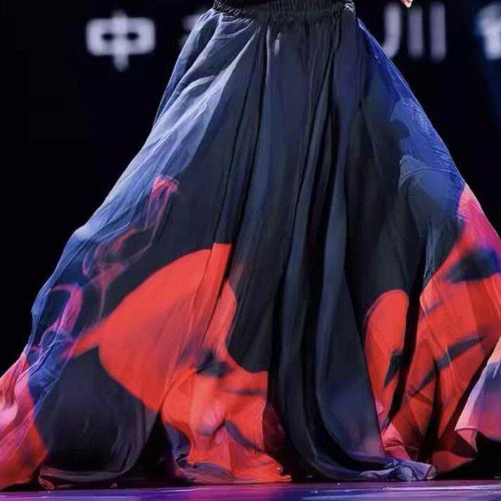 古典舞火焰渐变色大摆裙中国风爵士舞蹈演出服少儿街舞古风飘逸