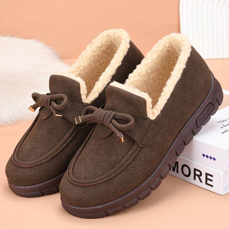 高档老北布鞋女冬加绒保暖棉鞋时洋气豆豆鞋毛季毛鞋防京滑尚妈妈