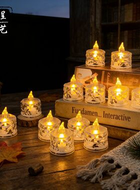 led电子蜡烛灯ins玫瑰茶蜡透明水晶小夜灯求婚氛围灯LED电子蜡烛