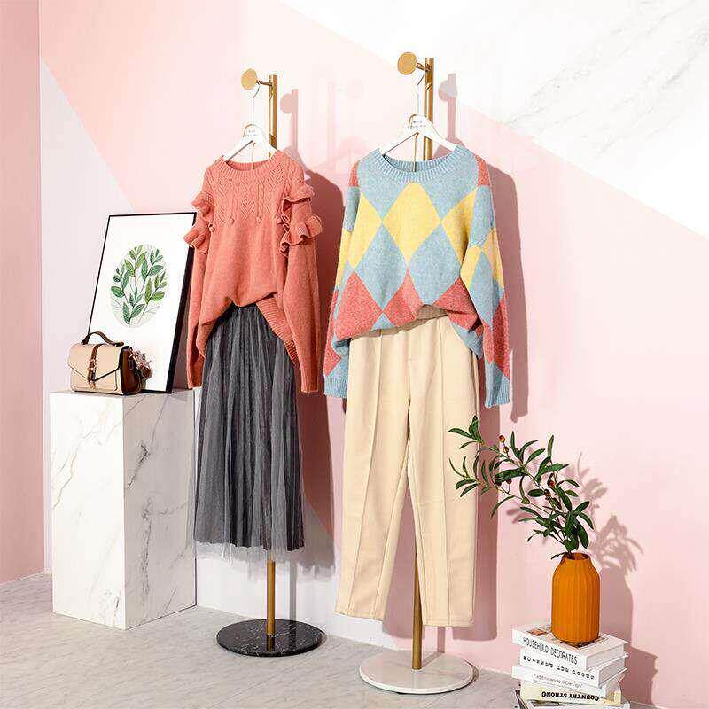 北欧简约服装店正挂衣架落地陈列展示衣架女装店橱窗展示架衣服架