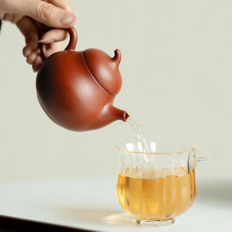橘紫51652茶砂容壶梨朱泥壶皮思婷紫砂壶大量球孔过滤家用紫砂壶