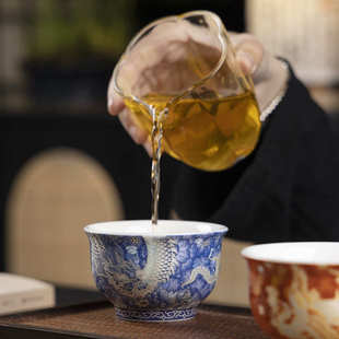 珐琅彩龙凤主人对杯创意宫廷风陶瓷茶碗茶盏杯家用手工单杯喝茶杯
