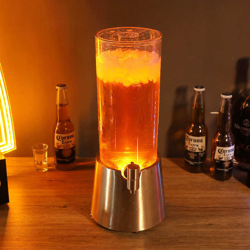 不锈钢酒炮3L网红精酿扎啤鸡尾酒果汁桶商用中山厂家万战批发酒架