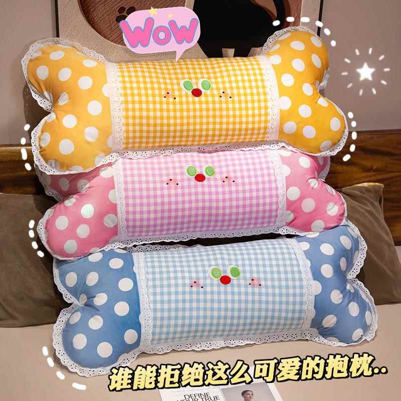 甜心骨头格子抱枕床头靠垫办公室沙发靠背抱枕腰枕脚垫抬腿枕简约