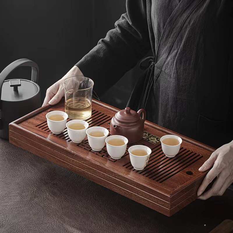 中式花梨实木茶盘家用储水排水两用简约办公喝茶干泡茶台茶海托盘