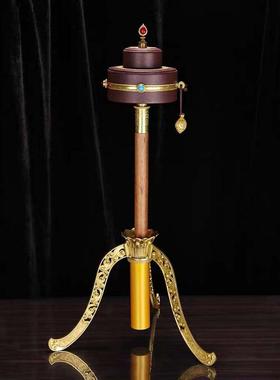 黄铜长柄莲花三脚架大款加长20厘米以上莲台座莲支架手摇转轮底座