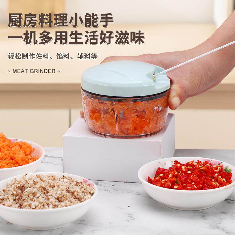 拉绳蒜泥器家用多功能切蒜器打蒜机手动拉蒜器搅蒜机蒜蓉小型搅碎
