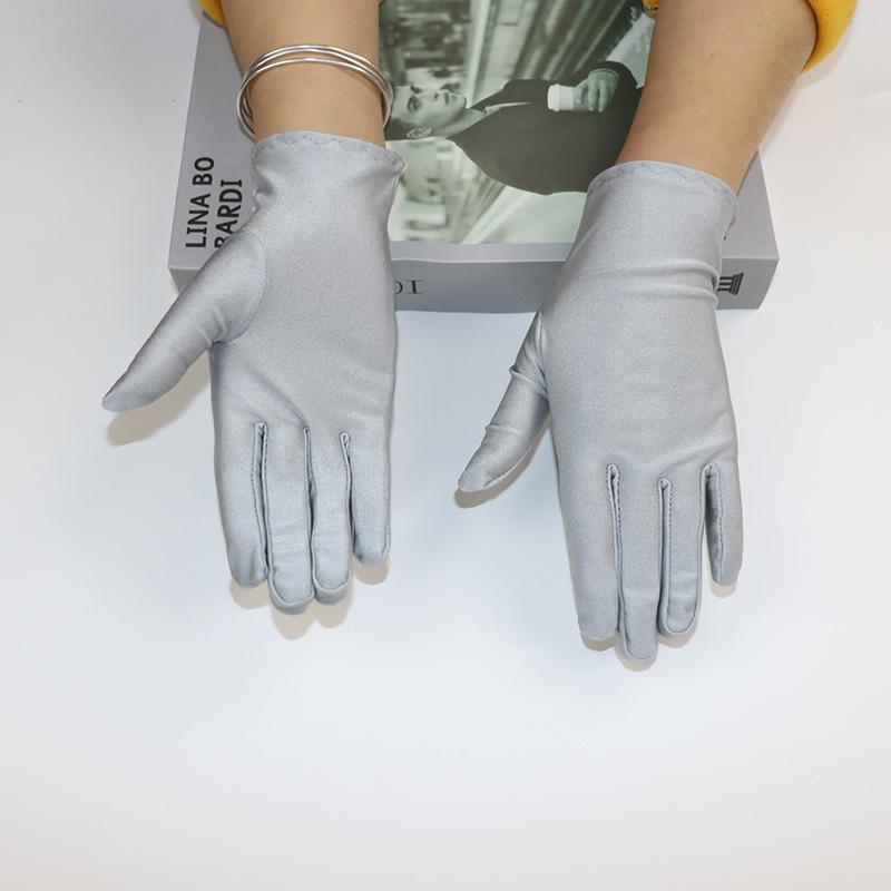 黑白色氨纶春夏女士礼仪手套手套