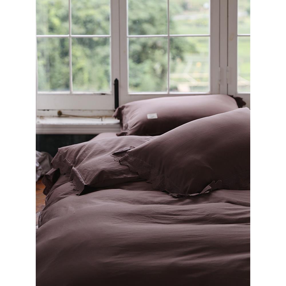 高档简约色百.搭全棉床上四件套白单双人床单被1套轻奢纯棉.518m