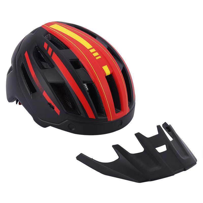 直销新款大帽檐磁吸式风镜头盔男女山地车公路自行车骑行带灯公路