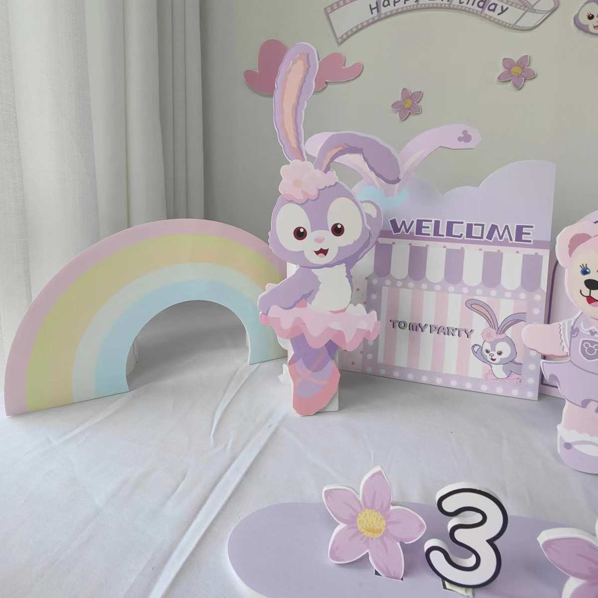 装饰时尚紫色系板牌主题桌面露立生日派对inskt粉星黛可爱风