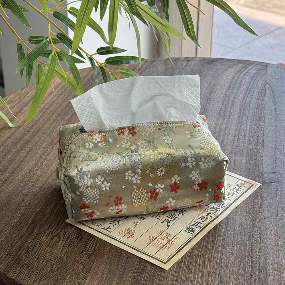 纸巾盒布艺织锦缎蓝色小雏菊手工抽纸盒中式小清新客厅茶室收纳袋