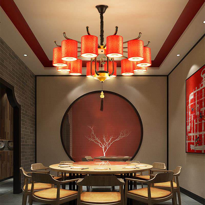 饭店包厢包间吊灯酒店宴会厅茶楼国潮风带射灯装饰新中式餐饮吊灯