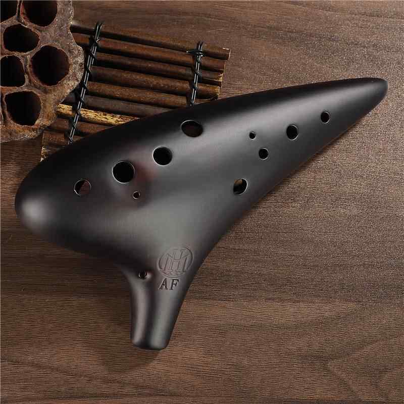 高档木陶沉笛12孔A火F/AG熏烧成人初学音色B低十二孔C中音F素烧低