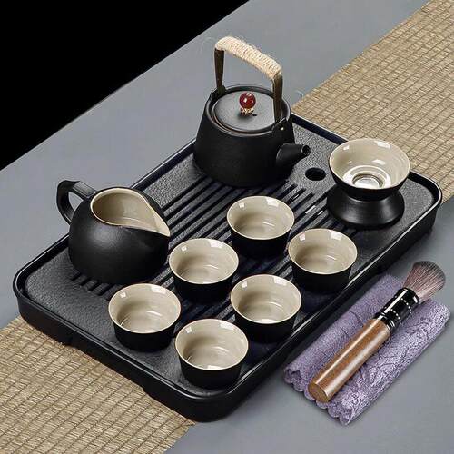 黑陶功夫茶具套组2026新款家用客厅陶瓷茶壶茶杯茶盘轻奢高档中式