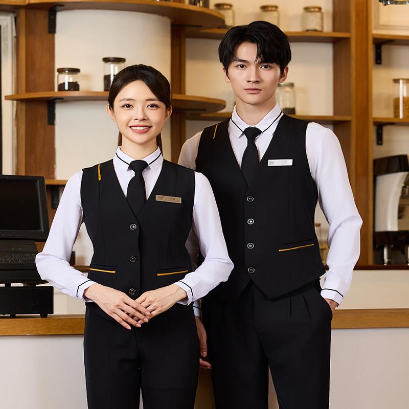 酒店服务员工作服男女职业马甲套装台球棋牌餐饮吧台工装制服