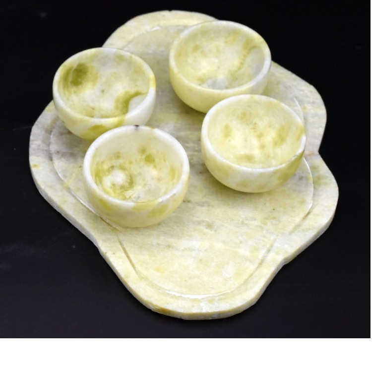 蓝田玉茶具酒具茶壶套装装饰品 客厅酒柜家居玉石摆件