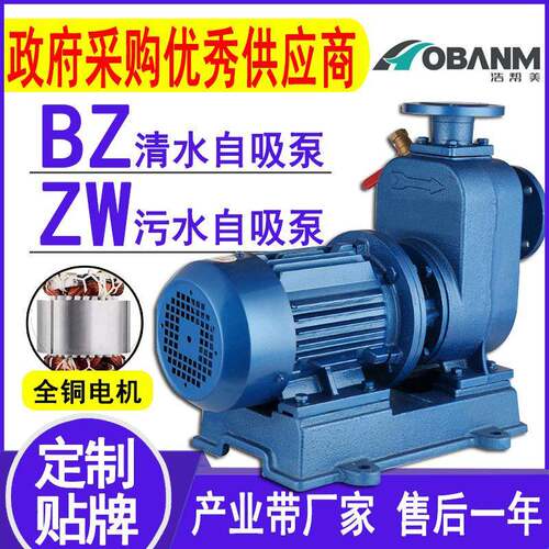 BZ清水自吸泵/ZW污水自吸泵定制直联式管道自吸泵卧式离心泵厂家